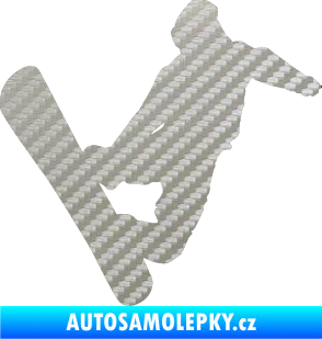 Samolepka Snowboard 020 pravá 3D karbon stříbrný