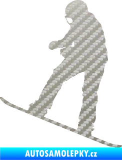 Samolepka Snowboard 030 levá 3D karbon stříbrný