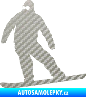 Samolepka Snowboard 034 levá 3D karbon stříbrný