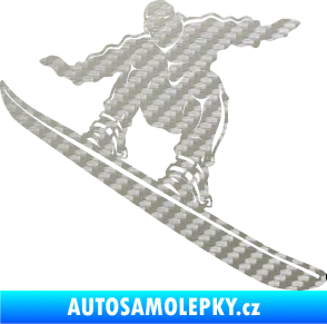Samolepka Snowboard 038 levá 3D karbon stříbrný