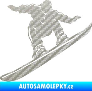 Samolepka Snowboard 038 pravá 3D karbon stříbrný