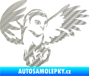 Samolepka Sova 006 pravá 3D karbon stříbrný