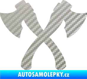 Samolepka Spojené sekery 3D karbon stříbrný