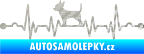 Samolepka Srdeční tep 006 levá čivava 3D karbon stříbrný