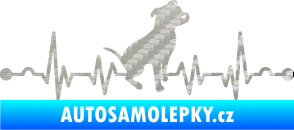 Samolepka Srdeční tep 007 pravá pitbull 3D karbon stříbrný