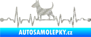 Samolepka Srdeční tep 008 levá pes bulteriér 3D karbon stříbrný