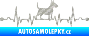 Samolepka Srdeční tep 008 pravá pes bulteriér 3D karbon stříbrný