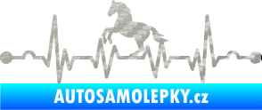 Samolepka Srdeční tep 010 levá  koník 3D karbon stříbrný