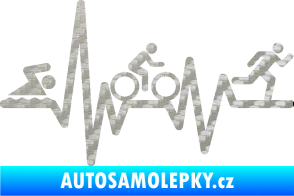 Samolepka Srdeční tep 012 pravá triatlon 3D karbon stříbrný