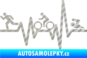 Samolepka Srdeční tep 012 levá triatlon 3D karbon stříbrný
