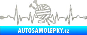 Samolepka Srdeční tep 016 pravá pletení 3D karbon stříbrný