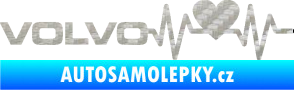 Samolepka Srdeční tep 021 levá Volvo srdcem 3D karbon stříbrný