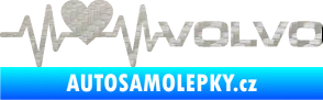 Samolepka Srdeční tep 021 pravá volvo srdcem 3D karbon stříbrný