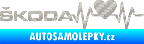 Samolepka Srdeční tep 025 levá škoda 3D karbon stříbrný
