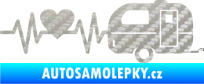 Samolepka Srdeční tep 030 pravá kempování 3D karbon stříbrný