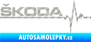 Samolepka Srdeční tep 034 levá Škoda 3D karbon stříbrný