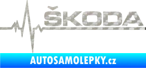 Samolepka Srdeční tep 034 pravá Škoda 3D karbon stříbrný