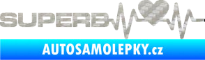 Samolepka Srdeční tep 072 levá Superb 3D karbon stříbrný