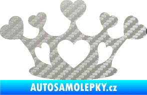 Samolepka Srdíčka korunka 3D karbon stříbrný