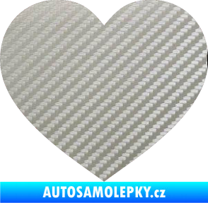 Samolepka Srdíčko 002 3D karbon stříbrný