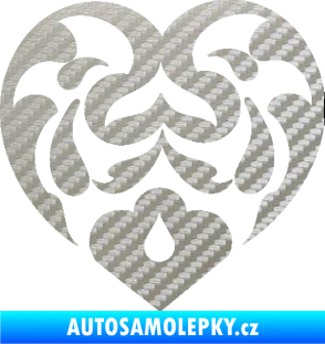 Samolepka Srdíčko 007 3D karbon stříbrný