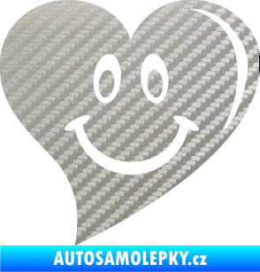 Samolepka Srdíčko 014 pravá s úsměvem 3D karbon stříbrný