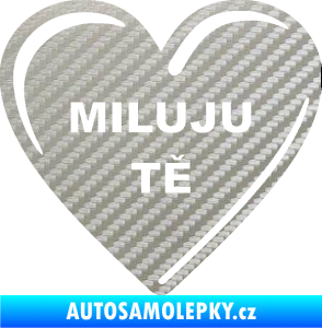 Samolepka Srdíčko 015 miluju tě 3D karbon stříbrný