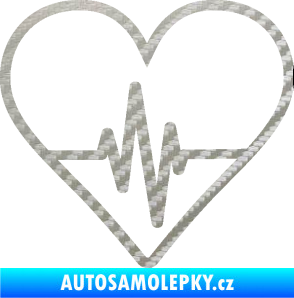 Samolepka Srdíčko 017 ekg křivka 3D karbon stříbrný