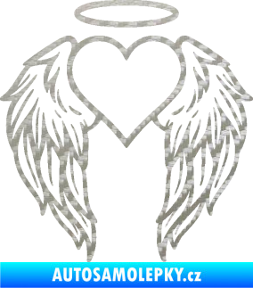 Samolepka Srdíčko 019 andělská křídla 3D karbon stříbrný