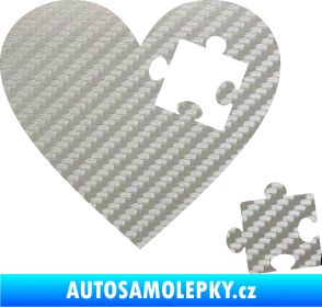 Samolepka Srdíčko 022 pravá vypadlý puzzlík 3D karbon stříbrný