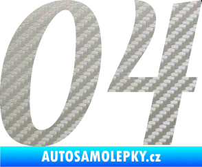 Samolepka Startovní číslo 04 typ 3 3D karbon stříbrný