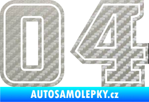 Samolepka Startovní číslo 04 typ 5 3D karbon stříbrný