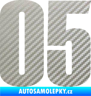 Samolepka Startovní číslo 05 typ 2 3D karbon stříbrný