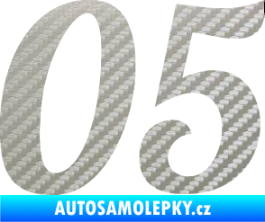 Samolepka Startovní číslo 05 typ 3 3D karbon stříbrný