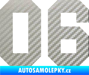 Samolepka Startovní číslo 06 3D karbon stříbrný