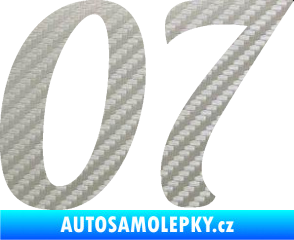 Samolepka Startovní číslo 07 typ 3 3D karbon stříbrný