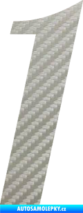 Samolepka Startovní číslo 1 typ 3 3D karbon stříbrný