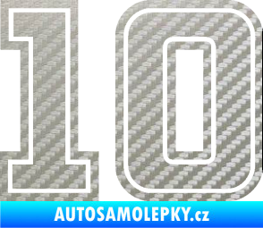 Samolepka Startovní číslo 10 typ 5 3D karbon stříbrný