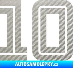 Samolepka Startovní číslo 10 typ 7 3D karbon stříbrný