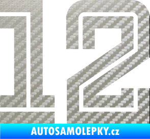 Samolepka Startovní číslo 12 typ 7 3D karbon stříbrný