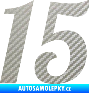 Samolepka Startovní číslo 15 typ 3      3D karbon stříbrný