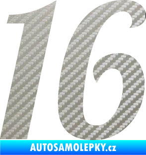 Samolepka Startovní číslo 16 typ 3       3D karbon stříbrný