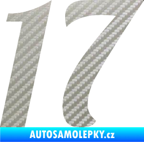Samolepka Startovní číslo 17 typ 3        3D karbon stříbrný