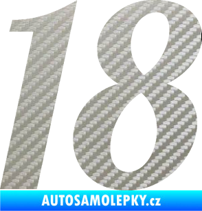 Samolepka Startovní číslo 18 typ 3         3D karbon stříbrný