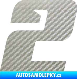 Samolepka Startovní číslo 2 typ 6 3D karbon stříbrný