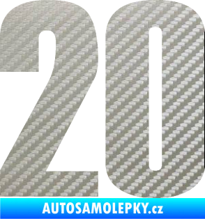 Samolepka Startovní číslo 20 typ 2       3D karbon stříbrný