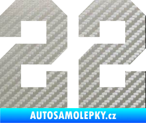 Samolepka Startovní číslo 22 3D karbon stříbrný