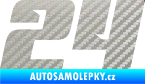 Samolepka Startovní číslo 24 typ 6 3D karbon stříbrný