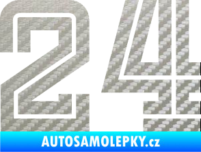 Samolepka Startovní číslo 24 typ 7 3D karbon stříbrný