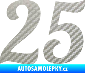 Samolepka Startovní číslo 25 typ 3 3D karbon stříbrný